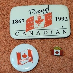 Vintage 1990s 3 Canadian Flag Pins Set - Proud to be Canadian